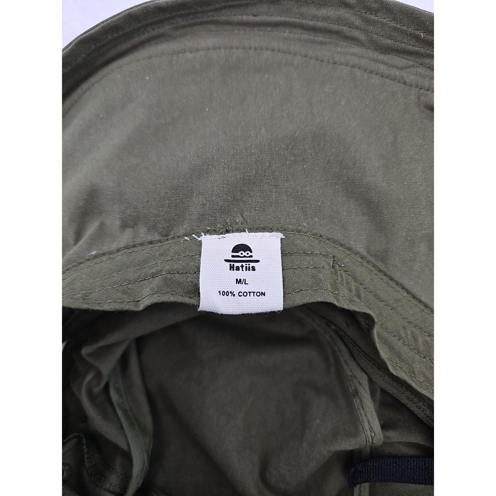 Hatiis Olive Green Wide Brim Cotton Sun Hat - Picture 4 of 5
